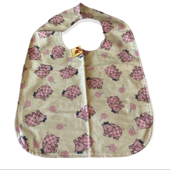 Reversible Oversized Piggy Bib Handcrafted in Vermont NEW - Picture 2 of 7